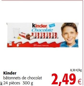 Promotions Kinder bâtonnets de chocolat - Kinder - Valide de 14/03/2018 à 27/03/2018 chez Colruyt