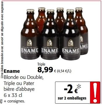 Promotions Ename blonde ou double, triple ou pater bière d`abbaye - Ename - Valide de 14/03/2018 à 27/03/2018 chez Colruyt