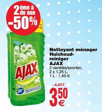 Promoties Nettoyant ménager huishoudreiniger ajax - Ajax - Geldig van 20/03/2018 tot 26/03/2018 bij Cora