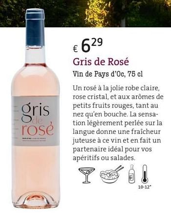 Promotions Gris de rosé vin de pays d`oc - Vins rosé - Valide de 01/03/2018 à 31/05/2018 chez Spar (Colruytgroup)