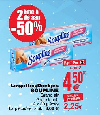 Promotions Lingettes-doekjes soupline - Soupline - Valide de 20/03/2018 à 26/03/2018 chez Cora