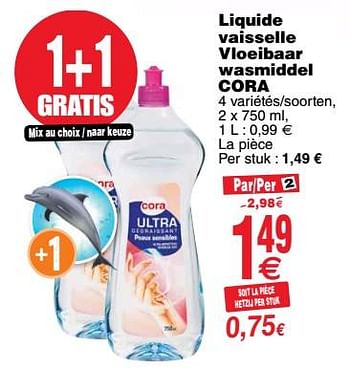 Promotions Liquide vaisselle vloeibaar wasmiddel cora - Produit maison - Cora - Valide de 20/03/2018 à 26/03/2018 chez Cora
