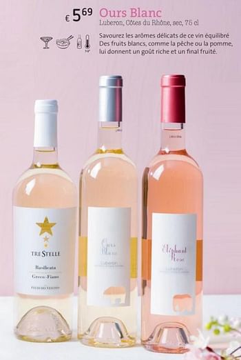 Promoties Ours blanc luberon, du rhône, sec - Rosé wijnen - Geldig van 01/03/2018 tot 31/05/2018 bij Spar (Colruytgroup)