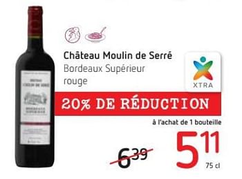Promoties Château moulin de serré bordeaux supérieur rouge - Rode wijnen - Geldig van 15/03/2018 tot 28/03/2018 bij Spar (Colruytgroup)