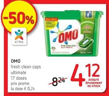 Promotions Omo fresh clean caps ultimate - Omo - Valide de 15/03/2018 à 28/03/2018 chez Spar (Colruytgroup)