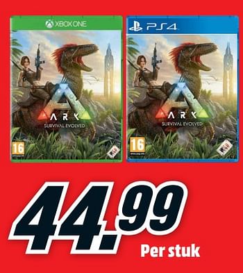 Promotions Xbox one of ps4 ark survival evolved - Studio Wildcard - Valide de 19/03/2018 à 25/03/2018 chez Media Markt