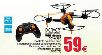 Promoties Denver electronics wifi drone dc-w360 - Denver - Geldig van 20/03/2018 tot 31/03/2018 bij Cora