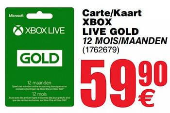 Promotions Xbox live gold carte-kaart xbox live gold - Microsoft - Valide de 20/03/2018 à 31/03/2018 chez Cora