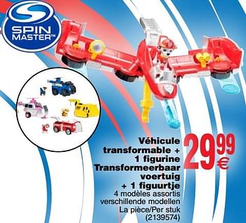 Promoties Véhicule transformable + 1 figurine transformeerbaar voertuig + 1 figuurtje paw patrol - Spin Master - Geldig van 20/03/2018 tot 31/03/2018 bij Cora