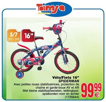 Promoties Vélo -fiets spiderman - Toimsa - Geldig van 20/03/2018 tot 31/03/2018 bij Cora