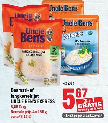 Promoties Basmati- of langkorrelrijst uncle ben`s express - Uncle Ben's - Geldig van 21/03/2018 tot 03/04/2018 bij Match