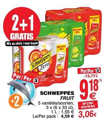 Promoties Schweppes fruit - Schweppes - Geldig van 20/03/2018 tot 26/03/2018 bij Cora