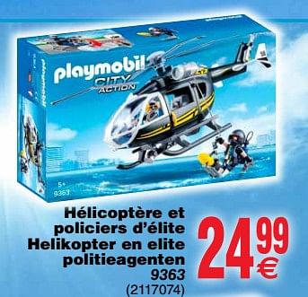Promotions Hélicoptère et policiers d`élite helikopter en elite politieagenten 9363 playmobil - Playmobil - Valide de 20/03/2018 à 31/03/2018 chez Cora