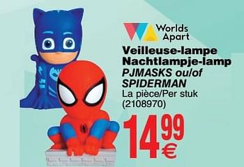 Promotions Veilleuse-lampe nachtlampje-lamp pjmasks ou-of spiderman - Worlds Apart - Valide de 20/03/2018 à 31/03/2018 chez Cora