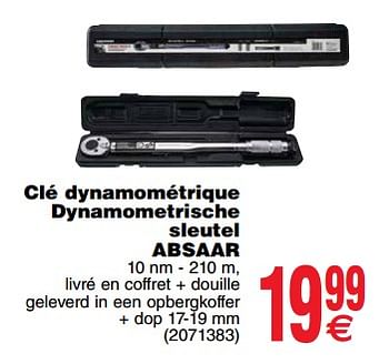 Promotions Clé dynamométrique dynamometrische sleutel absaar - Absaar - Valide de 20/03/2018 à 31/03/2018 chez Cora
