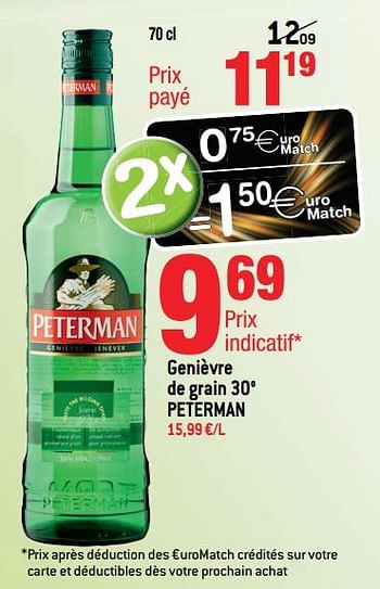 Promoties Genièvre de grain 30° peterman - Peterman - Geldig van 21/03/2018 tot 03/04/2018 bij Smatch