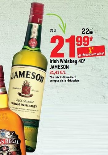 Promotions Irish whiskey 40° jameson - Jameson - Valide de 21/03/2018 à 03/04/2018 chez Match