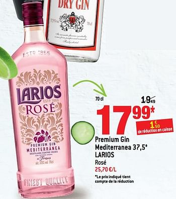 Promoties Premium gin mediterranea 37,5° larios - Larios - Geldig van 21/03/2018 tot 03/04/2018 bij Match
