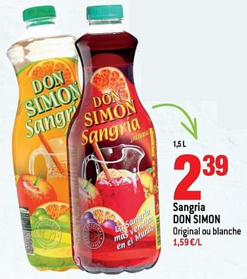 Promotions Sangria don simon original ou blanche - Don Simon - Valide de 21/03/2018 à 03/04/2018 chez Match