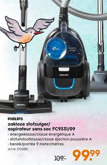 Promoties Philips aspirateur sans sac fc9331-09 - Philips - Geldig van 14/03/2018 tot 20/03/2018 bij Blokker