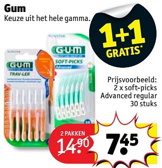 Promoties Gum 2 x soft-picks advanced regular - GUM - Geldig van 20/03/2018 tot 25/03/2018 bij Kruidvat