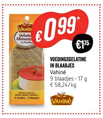 Promoties Voedingsgelatine in blaadjes vahiné - Vahine - Geldig van 22/03/2018 tot 28/03/2018 bij Delhaize