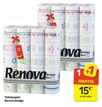 Promoties Toiletpapier renova design - Renova - Geldig van 21/03/2018 tot 02/04/2018 bij Carrefour