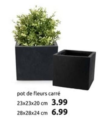 Promoties Pot de fleurs carré - Huismerk - Action - Geldig van 21/03/2018 tot 27/03/2018 bij Action