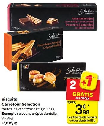 Promotions Biscuits carrefour selection - Produit maison - Carrefour  - Valide de 21/03/2018 à 02/04/2018 chez Carrefour