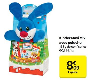 Promoties Kinder maxi mix avec peluche - Kinder - Geldig van 21/03/2018 tot 02/04/2018 bij Carrefour