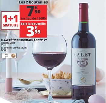 Promotions Blaye côtes de bordeaux aop 2015 - Vins rouges - Valide de 21/03/2018 à 02/04/2018 chez Auchan Ronq