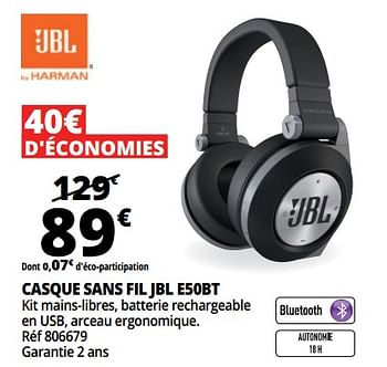 Promoties Casque sans fil jbl e50bt - JBL - Geldig van 21/03/2018 tot 02/04/2018 bij Auchan