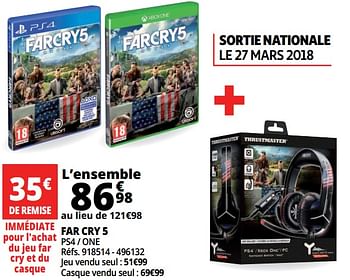 Promotions Far cry 5 + casque - Ubisoft - Valide de 21/03/2018 à 02/04/2018 chez Auchan Ronq