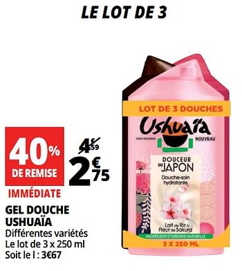 Promoties Gel douche ushuaïa - Ushuaia - Geldig van 21/03/2018 tot 02/04/2018 bij Auchan