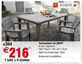 Promoties Tuinmeubels allibert 1 tafel + 6 stoelen - Allibert - Geldig van 27/03/2018 tot 09/04/2018 bij Brico