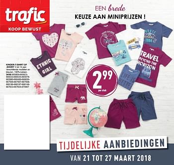 Promoties Kinder-t-shirt of short - Huismerk - Trafic  - Geldig van 21/03/2018 tot 27/03/2018 bij Trafic