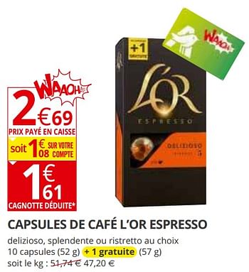 Promotions Capsules de café l`or espresso - Douwe Egberts - Valide de 21/03/2018 à 01/04/2018 chez Auchan Ronq