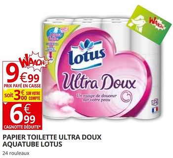 Promotions Papier toilette ultra doux aquatube lotus - Lotus Nalys - Valide de 21/03/2018 à 01/04/2018 chez Auchan Ronq