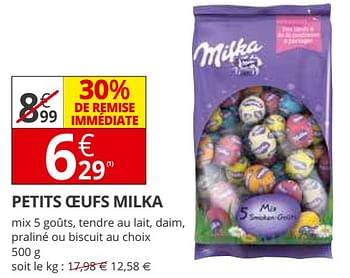 Promotions Petits oeufs milka - Milka - Valide de 21/03/2018 à 01/04/2018 chez Auchan Ronq