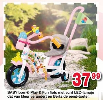 Promoties Baby born play + fun fiets met echt led-lampje - Baby Born - Geldig van 15/03/2018 tot 15/04/2018 bij Delva Shopping