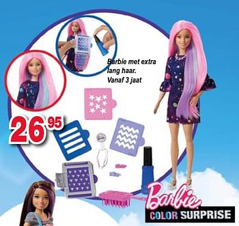 Promoties Barbie met extra lang haar - Mattel - Geldig van 15/03/2018 tot 15/04/2018 bij Tuf Tuf