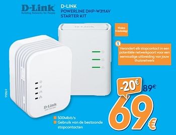 Promoties D-link powerline dhp-w311av starter kit - D-Link - Geldig van 26/03/2018 tot 22/04/2018 bij Krefel
