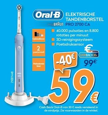 Promoties Oral-b elektrische tandenborstel pro 2700 - Oral-B - Geldig van 26/03/2018 tot 22/04/2018 bij Krefel