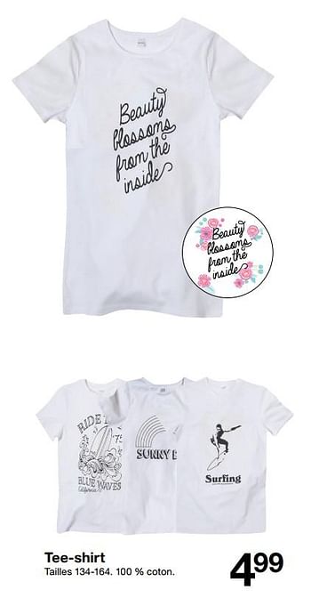 Promotions Tee-shirt - Produit maison - Zeeman  - Valide de 24/03/2018 à 07/04/2018 chez Zeeman