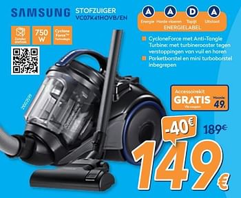 Promotions Samsung stofzuiger vc07k41hovb-en - Samsung - Valide de 26/03/2018 à 22/04/2018 chez Krefel