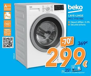 Promoties Beko lave-linge wcc 7732 xsc - Beko - Geldig van 26/03/2018 tot 22/04/2018 bij Krefel