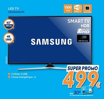 Promotions Samsung led tv ue43mu6120 - Samsung - Valide de 26/03/2018 à 22/04/2018 chez Krefel