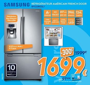 Promotions Samsung réfrigérateur américain french door rfg23resl1 - Samsung - Valide de 26/03/2018 à 22/04/2018 chez Krefel