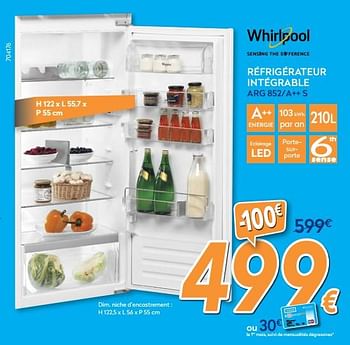 Promotions Whirlpool réfrigérateur intégrable arg 852-a++ s - Whirlpool - Valide de 26/03/2018 à 22/04/2018 chez Krefel