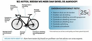 Promotions Onderhoudsforfait fiets - Produit maison - Auto 5  - Valide de 27/03/2018 à 31/03/2019 chez Auto 5